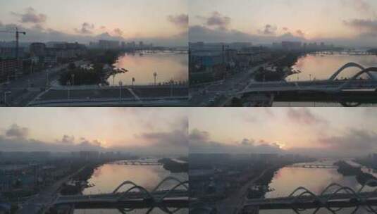 南阳城市清晨航拍高清在线视频素材下载