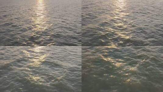 4k海面金色夕阳日落光线地平线海平面航拍高清在线视频素材下载
