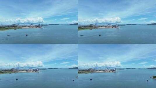 航拍惠州港蓝色海洋物流码头集装箱港口海景高清在线视频素材下载