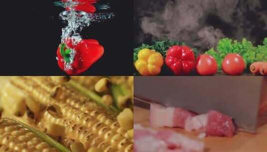 新鲜美味各种美食食材制作美食高清在线视频素材下载