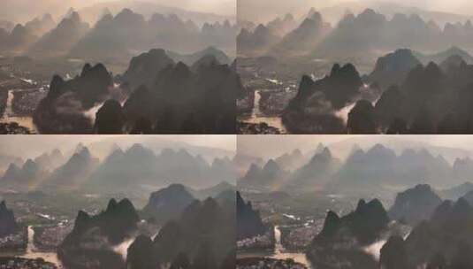 桂林山峰朝霞高清在线视频素材下载