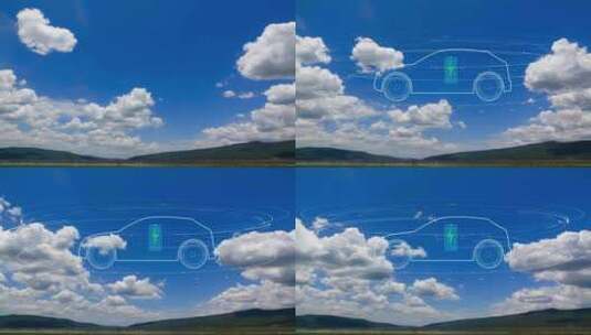 蓝天白云背景和汽车设计的概念高清在线视频素材下载