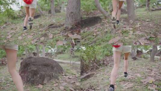 年轻女性在森林里奔跑高清在线视频素材下载