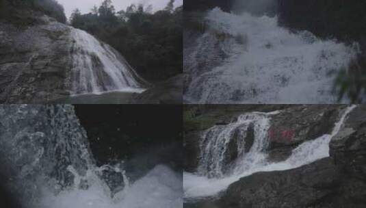 瀑布 岩石 飞溅 倾泻 清澈 山泉 生态高清在线视频素材下载