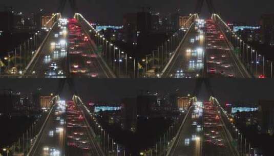广州番禺大桥夜景航拍高清在线视频素材下载
