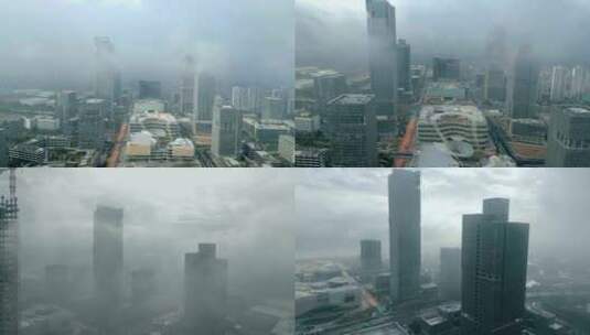 航拍合集冬季平流雾中的厦门环东海域新城高清在线视频素材下载