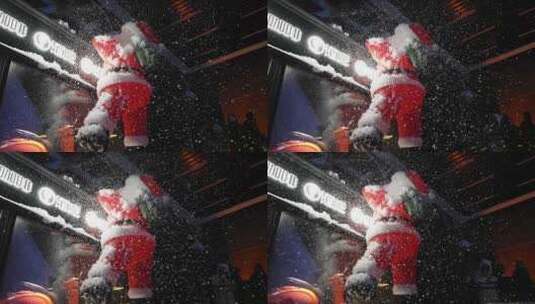 济南579百工集圣诞，圣诞老人雪橇空中飞过高清在线视频素材下载