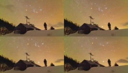 云南白马雪山自然保护区雪地星空延时摄影高清在线视频素材下载
