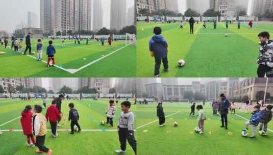 少儿足球小学生练球体能训练踢足球高清在线视频素材下载