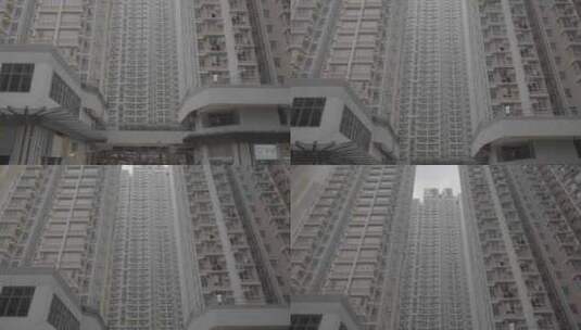 仰拍香港九龙区建筑高清在线视频素材下载