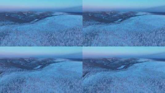 大兴安岭林海雪原寒冬夕阳雪景高清在线视频素材下载