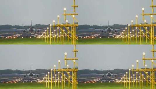 飞机在18R跑道降落高清在线视频素材下载