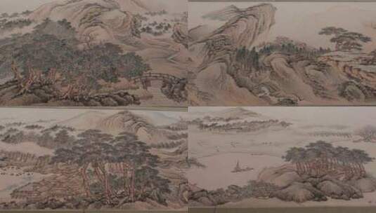 唯美山水画卷 古风中国风 清朝字画高清在线视频素材下载