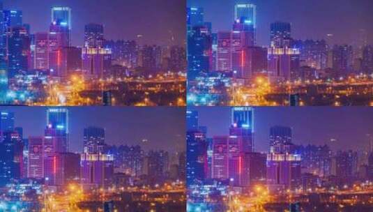 北京城市建筑街道车流高视角夜景延时高清在线视频素材下载