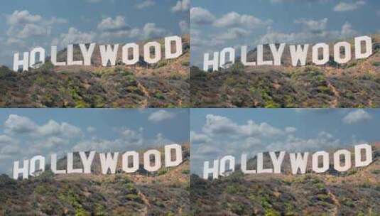 好莱坞山蓝天白云延时高清在线视频素材下载