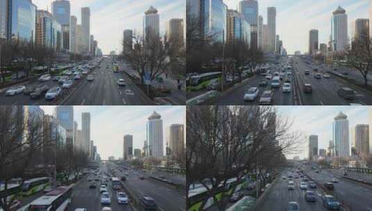 航拍飞越北京国贸CBD建国路延时摄影高清在线视频素材下载