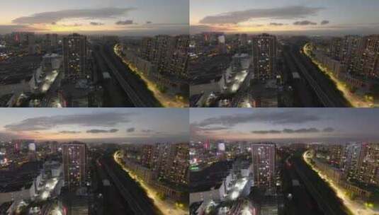 南京城北城市中的铁路日转夜延时摄影高清在线视频素材下载