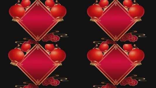 中国传统农历新年背景与空白春联红纸灯笼V高清在线视频素材下载