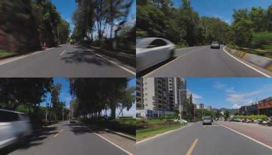 大范围延时自驾游行驶在海岛的公路上高清在线视频素材下载