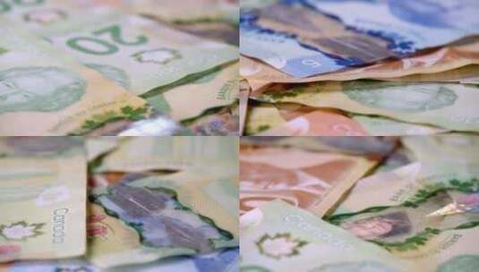 加拿大元商业和金融概念加拿大纸币高清在线视频素材下载