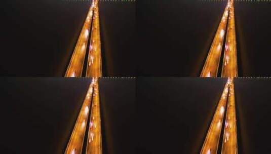 夜晚杭州钱塘江江东大桥汽车车辆车流延时摄高清在线视频素材下载