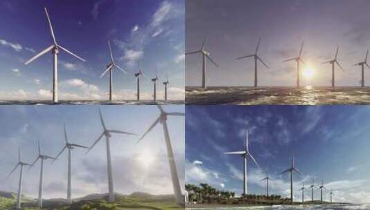 新能源风力发电动画3d演示高清在线视频素材下载