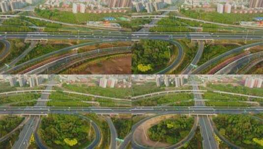 航拍城市高速公路交通高清在线视频素材下载