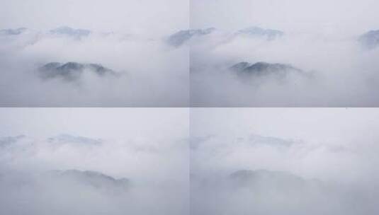 群山隐现雨雾间，云海翻涌飞鸟穿高清在线视频素材下载