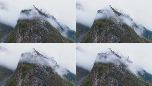 四川茂县秋季山峰彩林云雾缭绕山水画般风景高清在线视频素材下载