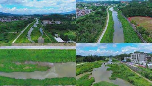 河道航拍水污染河道治理水污染治理河流堵塞高清在线视频素材下载