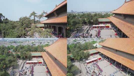 古建筑前传统仪式活动场景高清在线视频素材下载