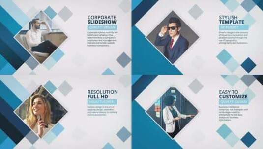蓝白色公司宣传幻灯片视频展示AE模板高清AE视频素材下载