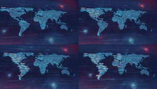 科技感世界地图点线连接高清AE视频素材下载