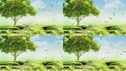 4K绿树落叶背景循环高清在线视频素材下载