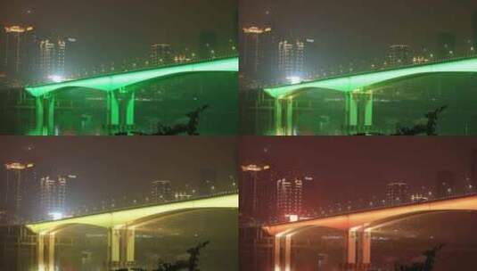 亚洲城市夜景桥梁色彩变幻实拍高清在线视频素材下载
