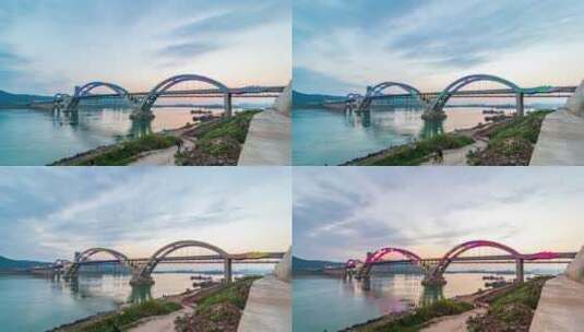 广西梧州高旺大桥日落延时高清在线视频素材下载