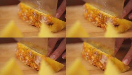 菠萝去皮切果肉 (6)高清在线视频素材下载