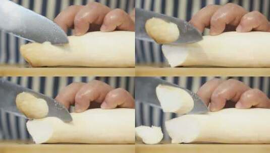 厨师切杏鲍菇高清在线视频素材下载