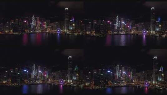 香港夜景维多利亚港49秒-地标摩天轮高清在线视频素材下载