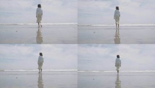 女人走向大海慢镜头高清在线视频素材下载