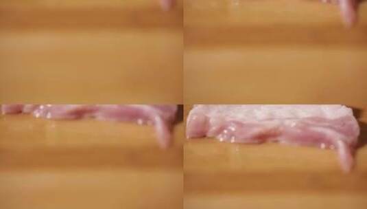 融化的五花肉片腐烂的肉片油脂猪油脂肪高清在线视频素材下载