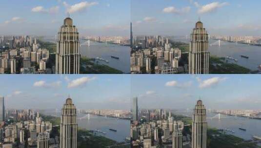 航拍武汉城市风光地标建筑高清在线视频素材下载