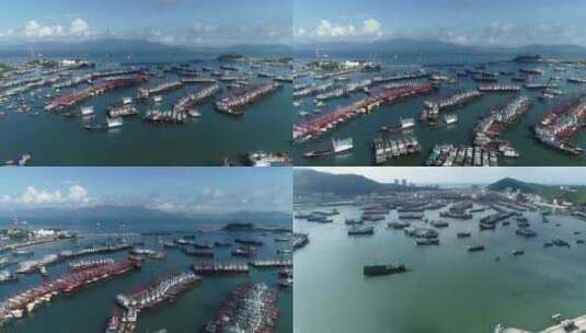 阳江渔港航拍高清在线视频素材下载