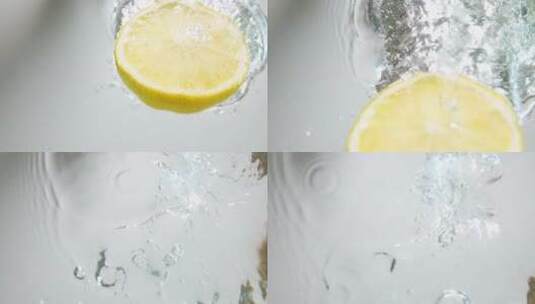 柠檬片入水高清在线视频素材下载