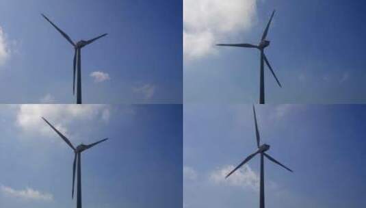 风能发电机旋转风电场高清在线视频素材下载
