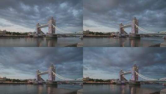 夕阳西下的伦敦塔桥高清在线视频素材下载