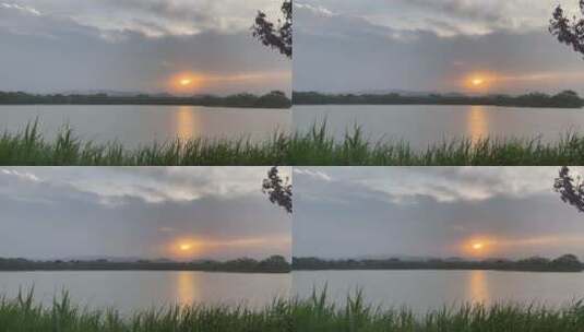 北京圆明园湖边夕阳落日高清在线视频素材下载