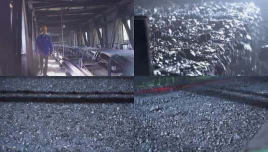 洗煤厂现代化煤矿煤炭特写运输带4K素材高清在线视频素材下载