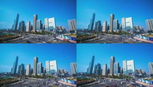 4k延时贵州贵阳金融城CBD建筑高清在线视频素材下载
