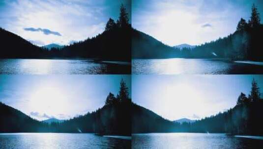 湖面上大自然的剪影_时光流逝高清在线视频素材下载